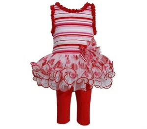 BONNIE JEAN NEW RED / WHITE TUTU PARTY, BIRTHDAY LEGGINGS SET, GIRLS DRESS 4-6x - Picture 1 of 1