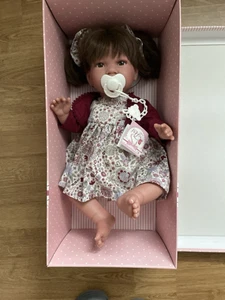Asi große spanische Puppe Noor 46 cm wie echt neu OVP braune Haare soft Touch - Bild 1 von 7