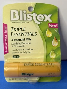 Blistex Triple Essentials SPF 15 Mandarin, Palmarosa .13oz NEW FREE SHIPPING! - Picture 1 of 12