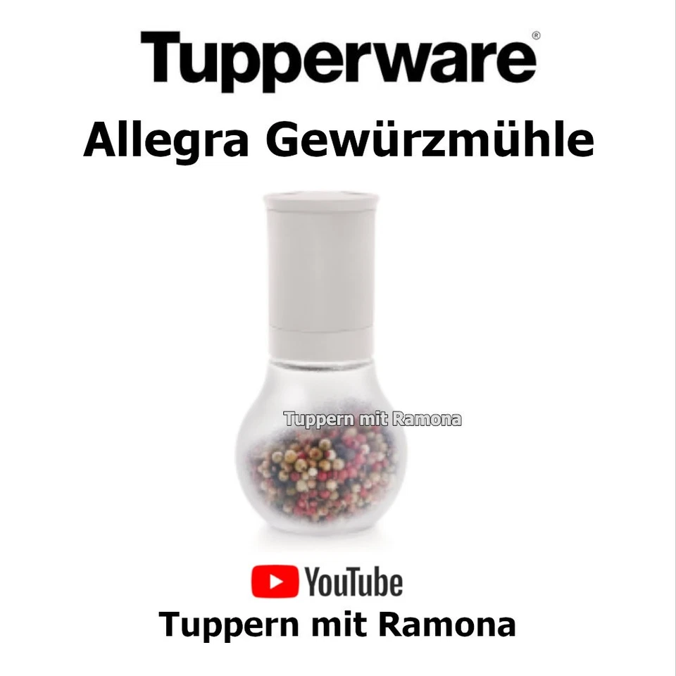 Tupperware C160 Allegra Gewürz Mühle Pfeffermühle, Keramik Mahlwerk weiß neu/OVP - Bild 1 von 1