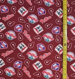 PHILLIES BURGUNDY FABRIC (HALF-YARD OR 1-YARD) NEW DESIGN - Picture 1 of 4