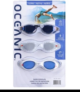Nuovissimi occhiali da nuoto Oceanic confezione da 3 grandi / X-Large spedizione gratuita negli Stati Uniti - Foto 1 di 10