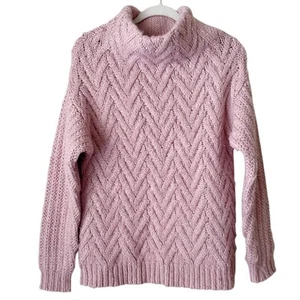 By Malene Birger XS Wool Alpaca Blend Chunky Knit Sweater Oversized Mauve Pink - Picture 1 of 6