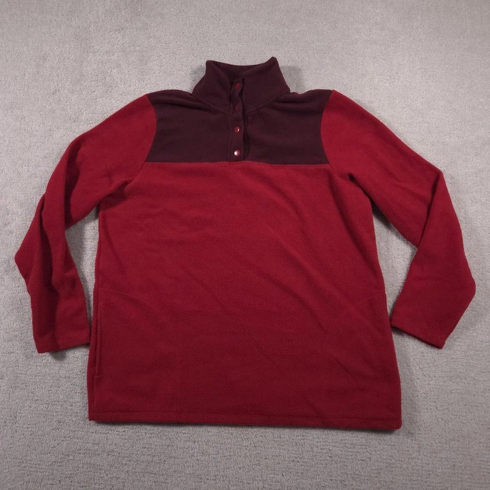 Cuddl Duds Pullover Womens Large Red Maroon Fleece Snap Front Warm Cozy Pockets Foto 1 de 4