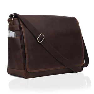 Full Grain Leather Messenger Bag for Men & Women, Premium Vintage Handmade La... - Picture 1 of 6