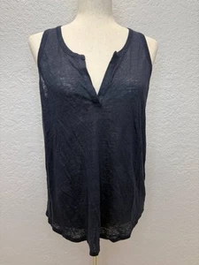 Neu mit Etikett Vince Leinen Tank Top Bluse ärmellos V-Ausschnitt dunkelblau leicht Gr. M - Bild 1 von 13
