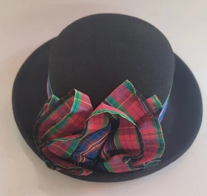 Vintage Bollman Hat Co. Damen Fedora schwarz kariert Taft 100 % Wolle Doeskin Filz USA - Bild 1 von 5