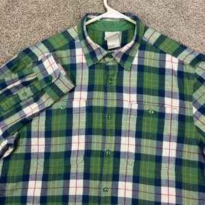 The North Face Herren kariertes Flanell Hemd mit Knopfleiste grün blau weiß Größe L - Bild 1 von 9