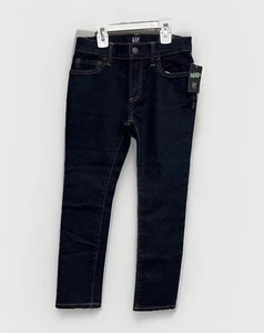 GAP Denim Jeans Boys Size 7 Reg Stretch Skinny Blue Adjustable Waist Pockets - Picture 1 of 10