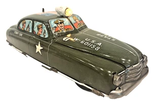 VINTAGE MARX LATTA LITOGRAFICA WIND-UP ESERCITO STAFF AUTO MILITARE - FUNZIONANTE - Foto 1 di 7