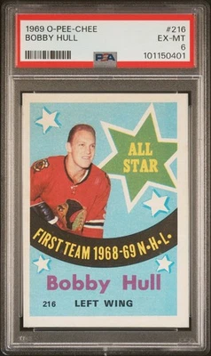 1969 O-PEE-CHEE #216 BOBBY HULL 全明星 PSA 6 — 第 1/2 张图片