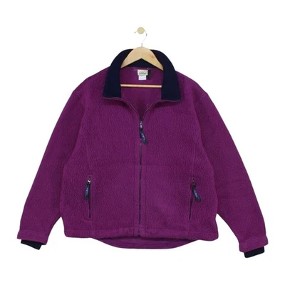 Vintage L.L. Bean Fleece Jacket Womens Size 20 Purple Sherpa Full Zip 90s - Image 1 of 4