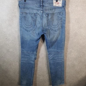 Vintage True Religion Geno Moto No Flap Denim Y2K Hip Hop Jeans Herren W36 L34 Blau - Bild 1 von 8