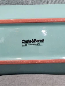 Crate & Barrel Appetizer Tray Teal & Terracotta 18x6 - Picture 1 of 8