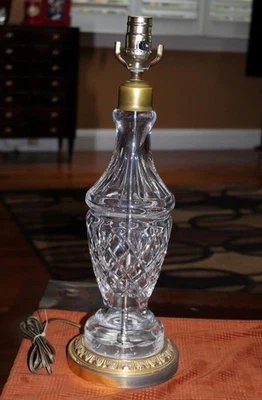 Waterford Cut Crystal Glass Corded Electric Table Lamp 28" No Shade - Image 1 of 4