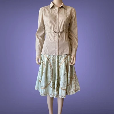 Saia bordada de algodão Roberto Cavalli Class vintage tamanho feminino 38It XS-S - Imagem 1 de 4