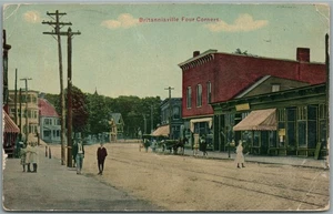 TAUNTON MA BRITANNIAVILLE FOUR CORNERS ANTIQUE POSTCARD - Picture 1 of 2