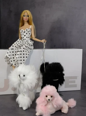 Miniature poodle dog pet for Fashion fashion dolls 1:6 scale fluffy handmade - Image 1 of 4