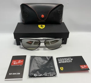 Ray Ban ORB8331M Scuderia Aviator Ferrari Gray Gradient Polar Sunglasses New - Picture 1 of 6