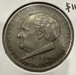 1936 Bridgeport Connecticut Commemorative Silver Half Dollar 50C Coin - Picture 1 of 4