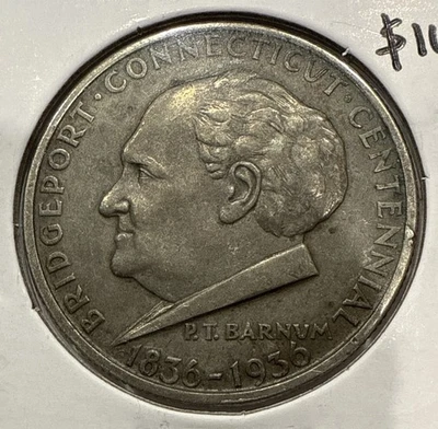 1936 Bridgeport Connecticut Commemorative Silver Half Dollar 50C Coin - Image 1 of 4