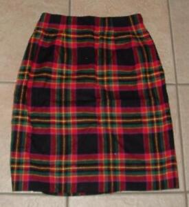 CHAUS Multicolored Plaid Small / 6 Church Office Lined Wool Blend Skirt