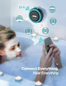 Waterproof Shower Speaker Bluetooth Mini Portable Stereo Speaker Resistant - Picture 1 of 6