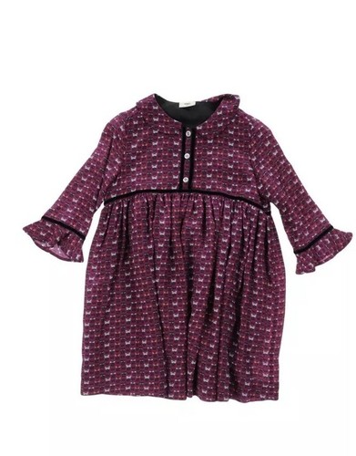 Abito da bambina Fendi 100% seta viola occhi Monster taglia 6 regalo per le vacanze