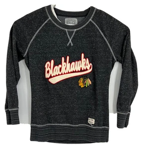 Chicago Blackhawks Shirt Womens Large Gray Long Sleeve Old Time Hockey - Picture 1 of 5