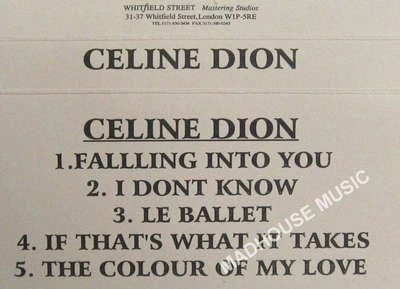 CELINE DION Cassette 5 TRACK PROMO Only Whitfield STUDIO Tape Falling / I Don't - Image 1 of 2