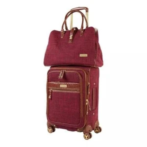 Samantha Brown Vintage 2-piece Tweed Luggage Set W/22" Spinner Burgundy NWTags - Picture 1 of 10