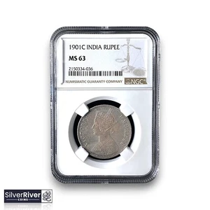 1901(C) India British Silver 1 Rupee (*Certified MS63 by NGC*) - Toned - Bild 1 von 4