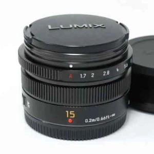 Casi Mint Panasonic H-X015 Leica DG Summilux 15mm F/1.7 ASPH Lente Negra #L007 - Imagen 1 de 3
