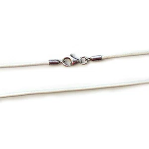 White Leather Cord Necklace - 1.5mm Leather Cord with Silver Clasp - 16" or 18" - Picture 1 of 2