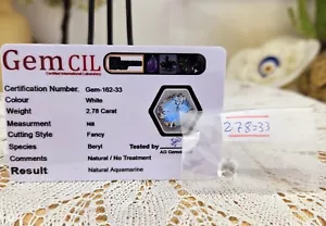 2.78CT Natural Aquamarine Gemstone - With Certificate - Bild 1 von 5