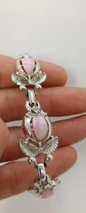 Vintage Coro Silber Armband Strass Rosa Bracelet - Bild 1 von 8