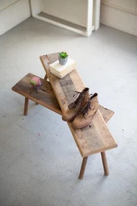 Kalalou SET OF TWO RECYCLED WOOD ACCENT TABLES Natural - Picture 1 of 1