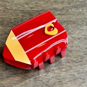NEW Piper k Red Colored Pencil Hair Clip, Yellow heart and rhinestone center - Picture 1 of 2