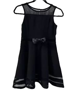 Calvin Klein Girl’s Illusion Mesh Bow Formal Dress Black Sz 12 NWT $80 - Picture 1 of 10