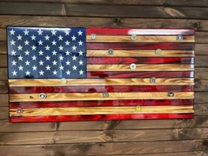 Challenge Coin Display Wooden American Flag, Home Display, Challenge Coin Shelve - Picture 1 of 6