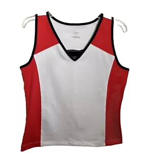 Lbh Damen L Activewear/Tennis Top V-Ausschnitt ärmellos orange weiß schwarz Borte - Bild 1 von 6