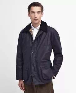 Barbour Men's Ashby Waxed Jacket Size L RETAIL $398 - navy - Picture 1 of 9
