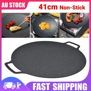 41cm Portable Korean BBQ Grill Pan Non Stick Iron Coating Gas Stove Pan Round AU - Picture 1 of 12