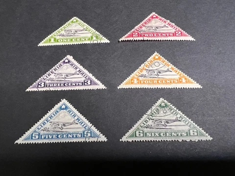 Liberia # C3A-F Complete Set 1936 Waco Airplane Triangle Stamps Cover