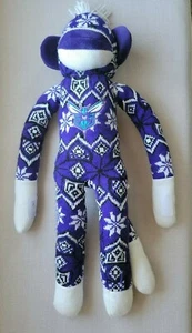 FOCO NBA Charlotte Hornets Fans 18" Ugly Sock Monkey Plush Toy Purple White - Picture 1 of 6