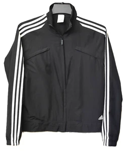 2007 Adidas Womens Size Medium Black Zip Up Warm Up Track Jacket AZF001 - Picture 1 of 9