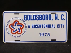 Vintage 1975 Goldsboro NC North Carolina Bicentennial Metal License Plate New - Picture 1 of 13