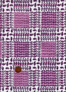 100% Cotton Glazed Vintage Dress Fabric Leaves Grid Pink Purple White Craft - Picture 1 of 1