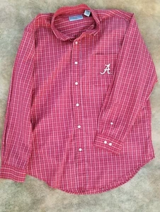 Men's Campus Specialties Alabama A Lg Button Front Red Plaid Shirt Long Sleeve - Picture 1 of 4