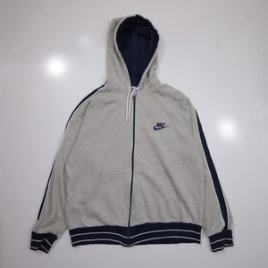 Vintage Nike Hoodie Adult Medium Gray 80s Full Zip Up Sweatshirt Mens - Picture 1 of 17